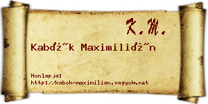Kabók Maximilián névjegykártya